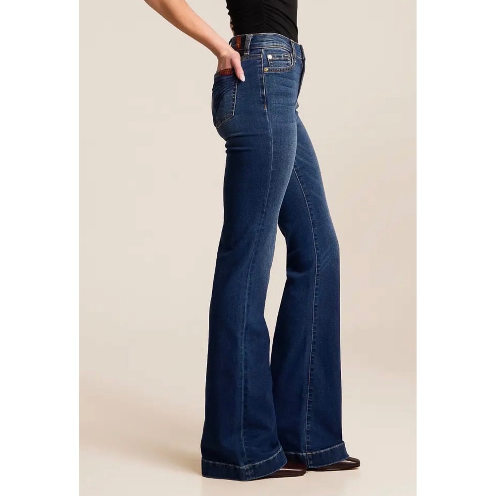 7 For All Mankind Dojo Jeans Women 30x34 Blue Trouser Authentic Flare Leg Y2K - Picture 4 of 16